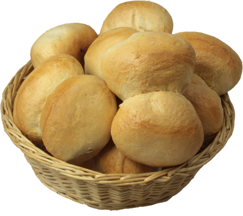 Korb mit Franzsemmeln (Weizenbrötchen)