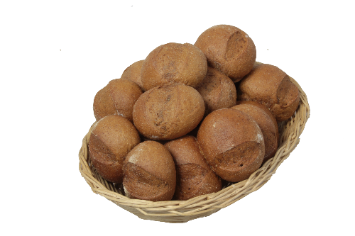 Korb mit reinen Roggenbrötchen "unsere Röggelchen"