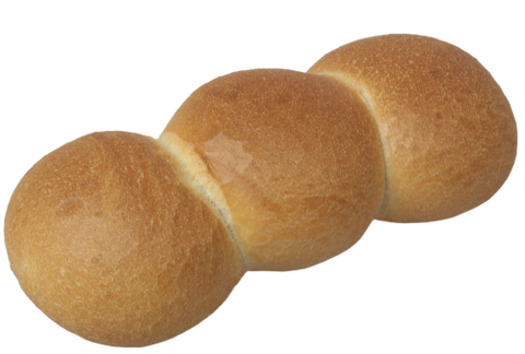 3 kleine Brötchen zusammengefügt zu einem "Drilling" (Weizenbrötchen)