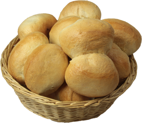 Korb mit Franzsemmeln (Weizenbrötchen)