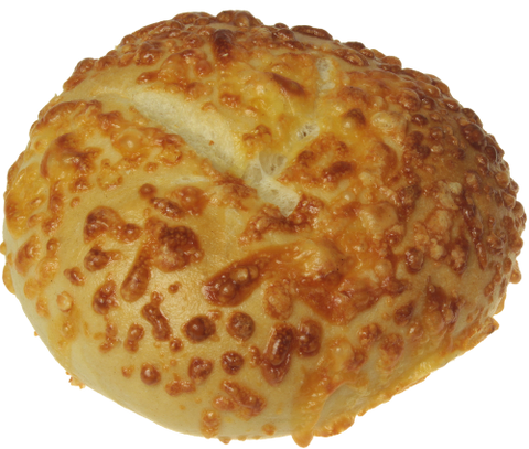 einzelnes Käsebrötchen (Weizenbrötchen mit Goudakäse überbacken)