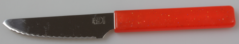 Brötchenmesser mit Edelstahlklinge und rotem Kunststoffgriff