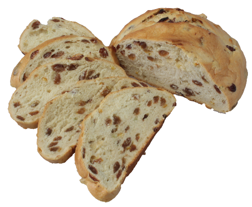 halbes Osterbrot mit Scheiben