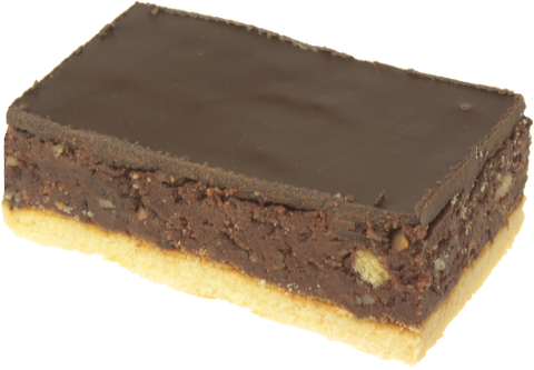Stück Punschkuchen mit Mürbeteigboden