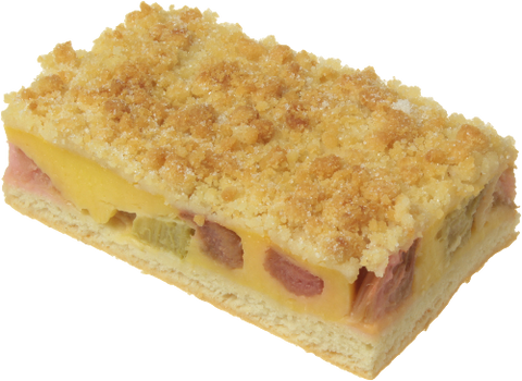 Stück Rhabarberkuchen mit Streusel
