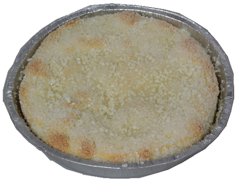 runder Zuckerkuchen aus Kartoffelteig in der Assiette